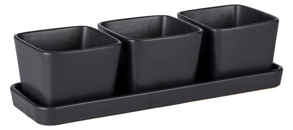 Matne čierne keramické servírovacie misy v súprave 3 ks Snack & Dip – Wenko