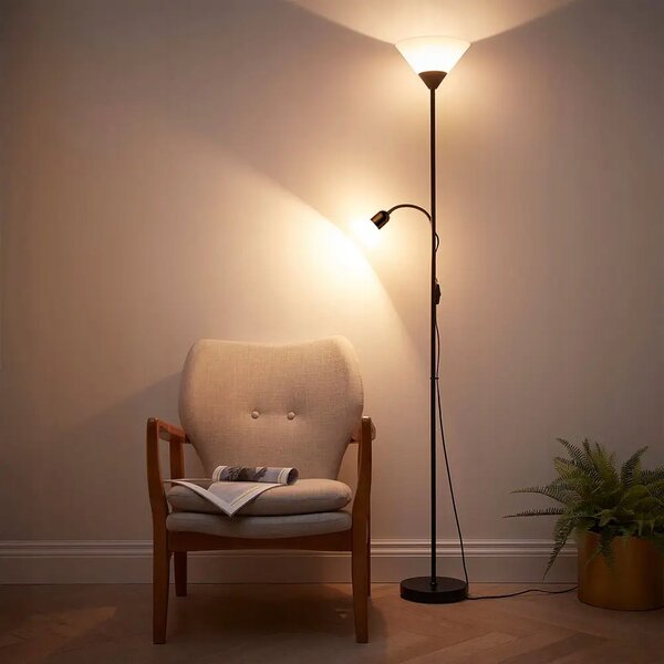 Smart LED AGNES stojaca čierna lampa na čítanie nastaviteľná 2xE27