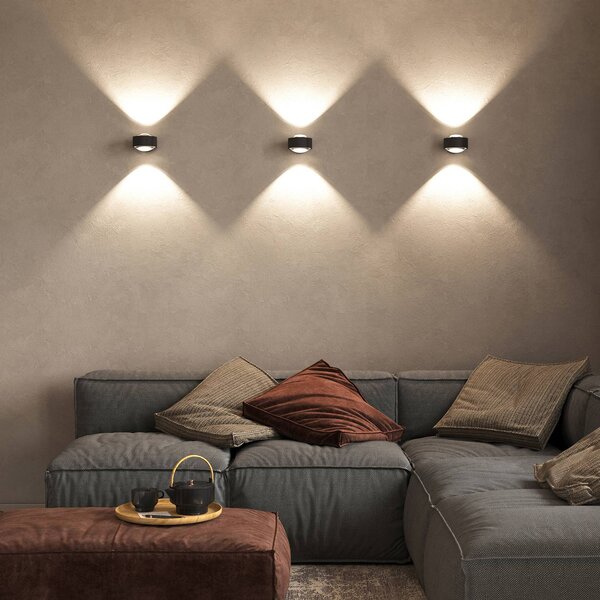Puk Maxx Wall, LED, číre šošovky, matná čierna, Čierna, Obývacia izba / jedáleň, kov, Dizajn, Nástenné svietidlo