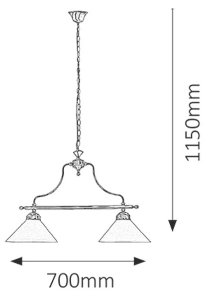 Rabalux Závesný luster Marian 2x60W/E27/230V/IP20 - bronz