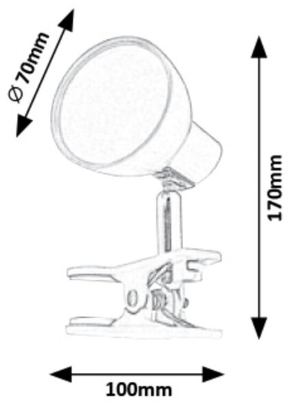 Rabalux NOAH LED lampička s klipom 5W | 360lm | 3000K - čierna