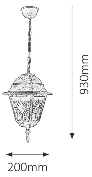 Rabalux Vonkajšia závesná lampa Monaco max. 60W | E27 | IP43 - antická zlatá