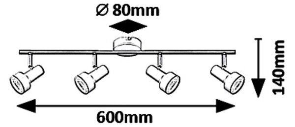Rabalux KONRAD prisadené stropné bodové svietidlo 4x50W | GU10 | IP20 - nastaviteľné, čierna