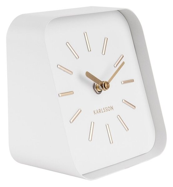 KARLSSON Stolné hodiny Squared – biele 15 × 15 × 10cm