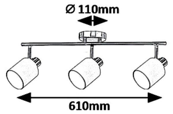 Rabalux NATINA stropné bodové svietidlo max. 3x25W | E14 | IP20 - chróm