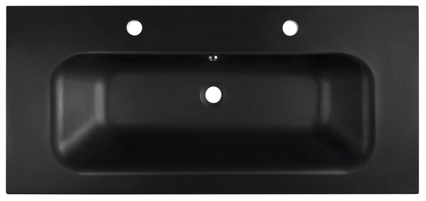 Sapho Sapho, SIDRA umývadlo 101x46cm, liaty mramor, 2 otvory pre batérie, čierna mat, SD101B-2