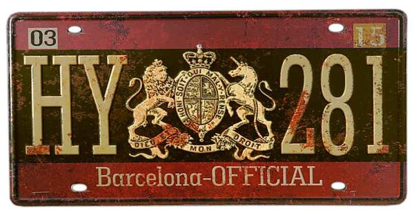 Tabula plechová Barcelona OFFICIAL (malá tabuľka 30x15 cm)