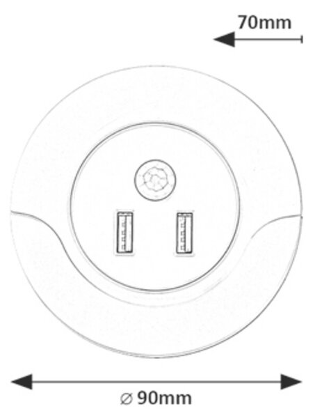 Rabalux DEMBO LED nočné svetlo do zásuvky so senzorom 2xUSB LED/13,9W/230V 3000K
