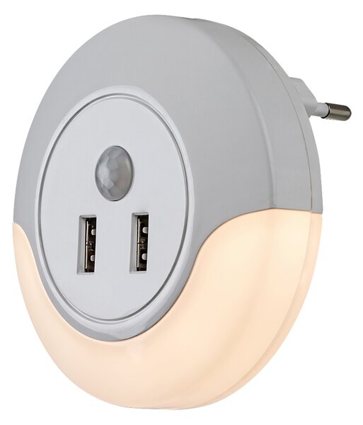 Rabalux DEMBO LED nočné svetlo do zásuvky so senzorom 2xUSB LED/13,9W/230V 3000K