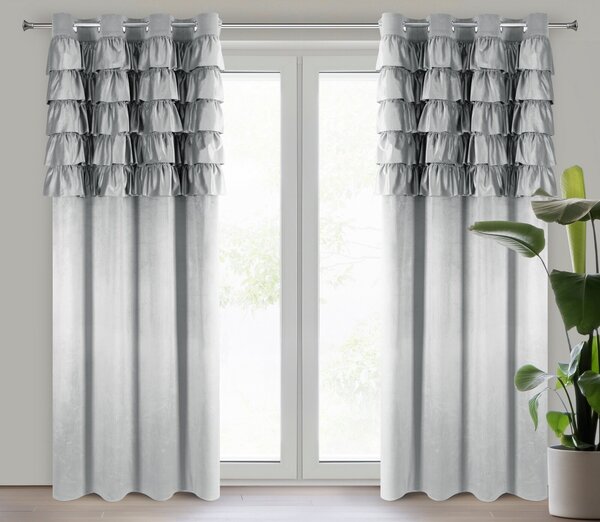 EUROFIRANY ZATEMŇOVACÍ ZÁVES NA KRÚŽKOCH AURA 140X250 CM STRIEBORNÁ