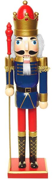 Luskáčik kráľ so žezlom modrý 60cm (Drevená vianočná figúrka | vianočné dekorácie)
