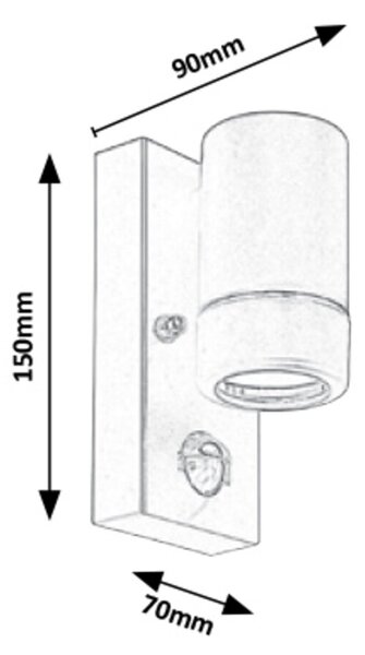 Rabalux MEDINA vonkajšie nástenné svietidlo so senzorom 1xGU10/10W/230V čierna IP44