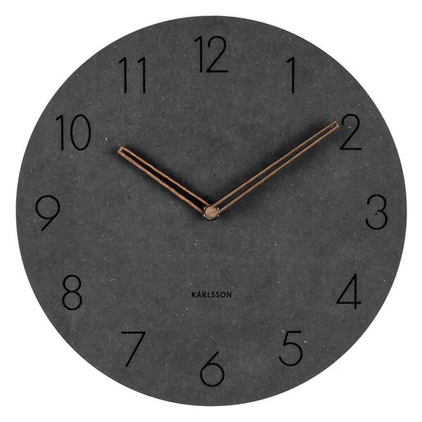 KARLSSON Nástenné čierne hodiny Dura Korean Wood ∅ 29 × 3 cm