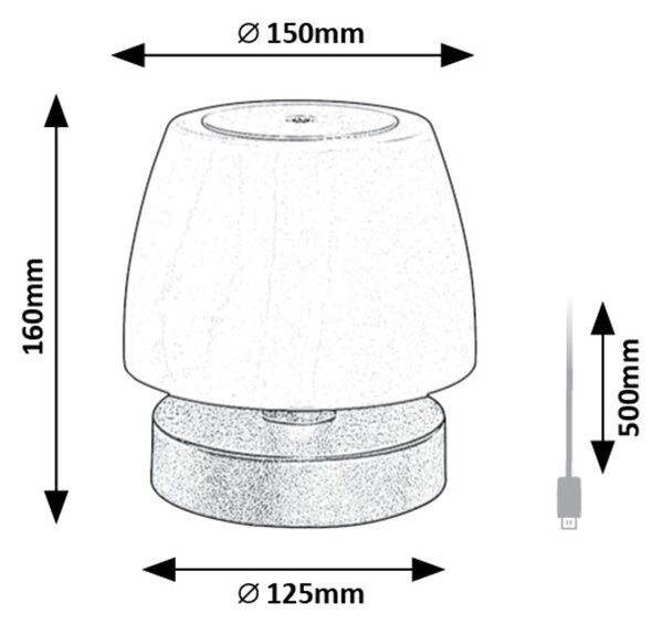Rabalux ODERA LED Stmievateľná stolná lampa LED/3W/5V 2000 mAh IP44