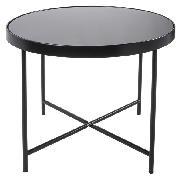 Čierny Veľký stolík so sklenenou doskou Ø 60 cm × 46 cm LEITMOTIV