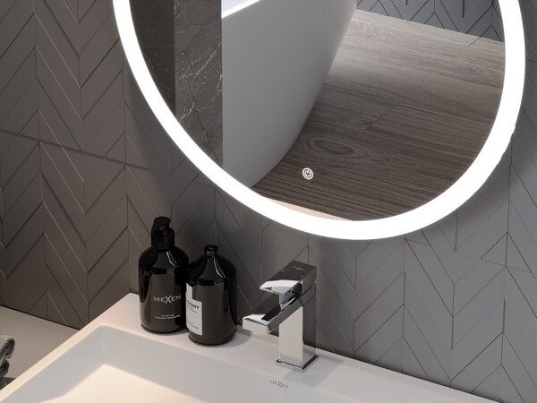 Mexen Oro kúpeľňové zrkadlo s podsvietením, okrúhle 50 cm, LED 6000K, proti zahmlievaniu - 9824-050-050-611-00