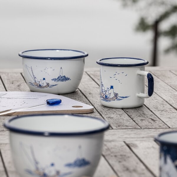Muurla Hrnček Moomin Sailors 0,37l, smalt / bielo-modrý