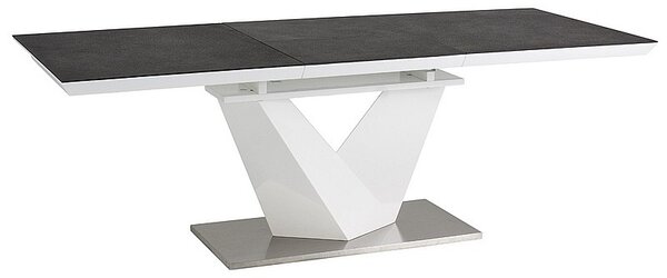 SIGNAL Rozkladací jedálenský stôl ALARAS II 140(200)X85 čierny efekt kameňa/biely