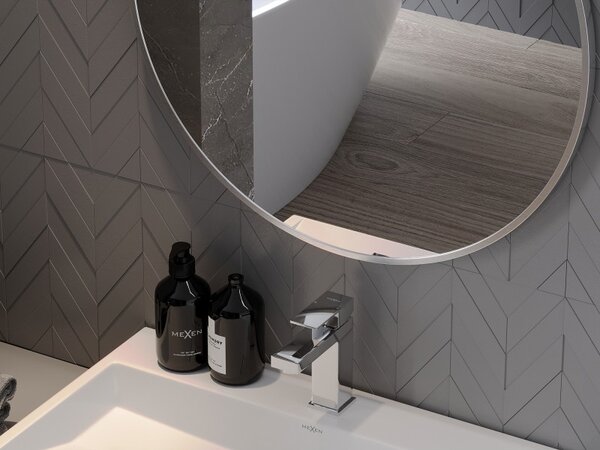 Mexen Loft okrúhle kúpeľňové zrkadlo 70 cm, rám inox - 9850-070-070-000-10
