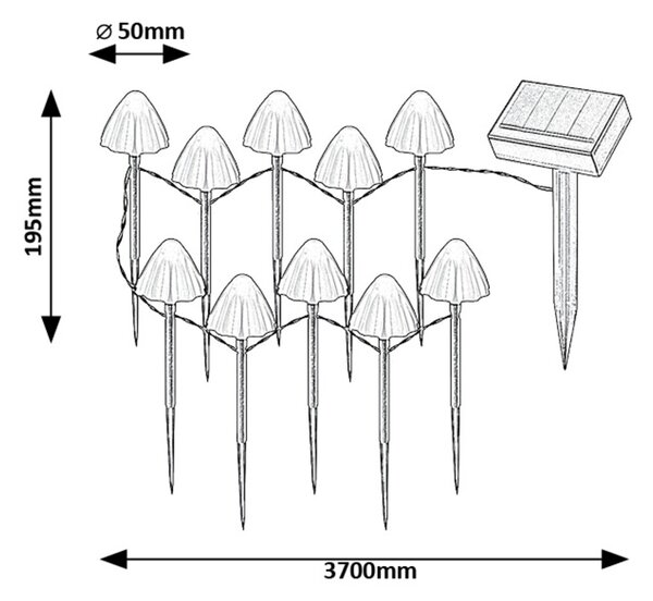 Rabalux SKADAR LED solárne svietidlo 10xLED/0,2W/1,2V IP44 300 mAh
