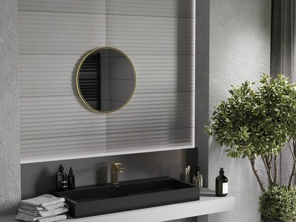 Mexen Loft okrúhle zrkadlo do kúpeľne 40 cm, zlatý rám - 9850-040-040-000-50