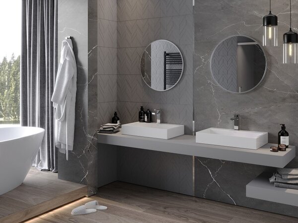 Mexen Loft okrúhle kúpeľňové zrkadlo 60 cm, rám inox - 9850-060-060-000-10