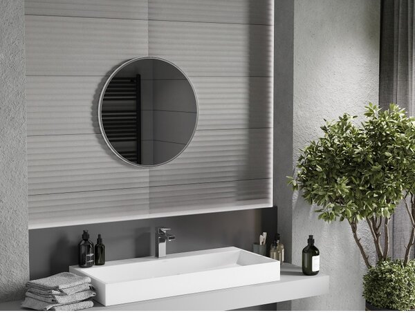 Mexen Loft okrúhle kúpeľňové zrkadlo 60 cm, rám inox - 9850-060-060-000-10