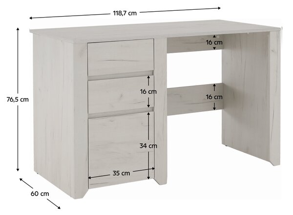 KONDELA PC stôl typ 80, biela craft, ANGEL