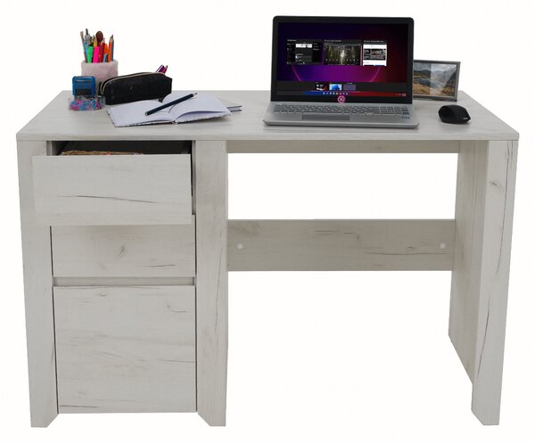 KONDELA PC stôl typ 80, biela craft, ANGEL