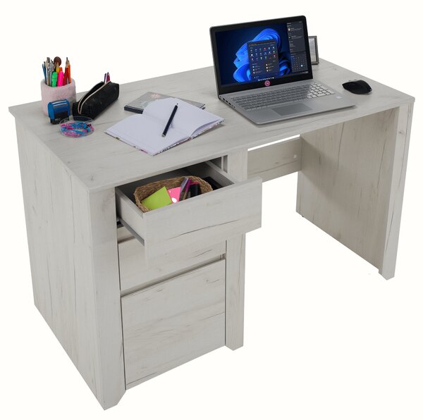KONDELA PC stôl typ 80, biela craft, ANGEL