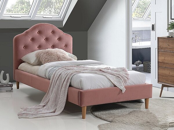 Čalúnená posteľ CHLOE velvet ružová 90x200