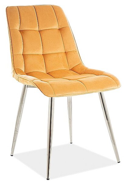 SIGNAL Jedálenská stolička CHIC velvet žlutá/chrom