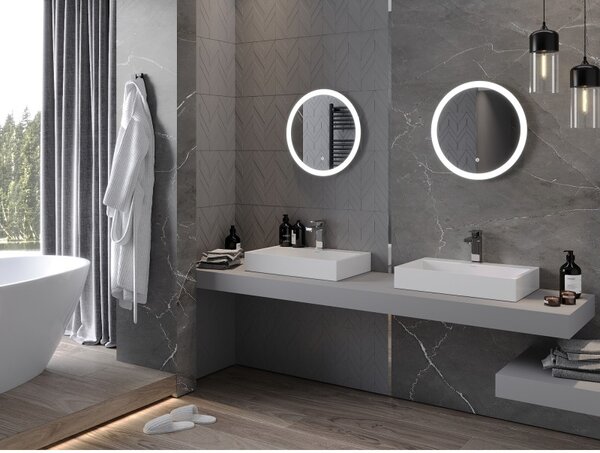 Mexen Oro kúpeľňové zrkadlo s podsvietením, okrúhle 50 cm, LED 6000K, proti zahmlievaniu - 9824-050-050-611-00
