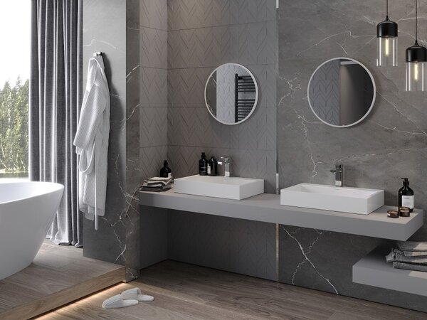 Mexen Loft okrúhle kúpeľňové zrkadlo 50 cm, biely rám - 9850-050-050-000-20