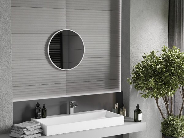Mexen Loft okrúhle kúpeľňové zrkadlo 50 cm, biely rám - 9850-050-050-000-20