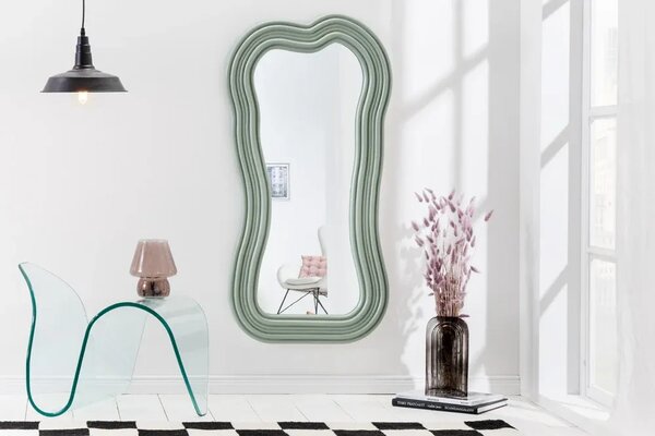 Invicta Interior - Dizajnové nástenné zrkadlo ALICE II 100 cm, pastelovo šalviovo zelené