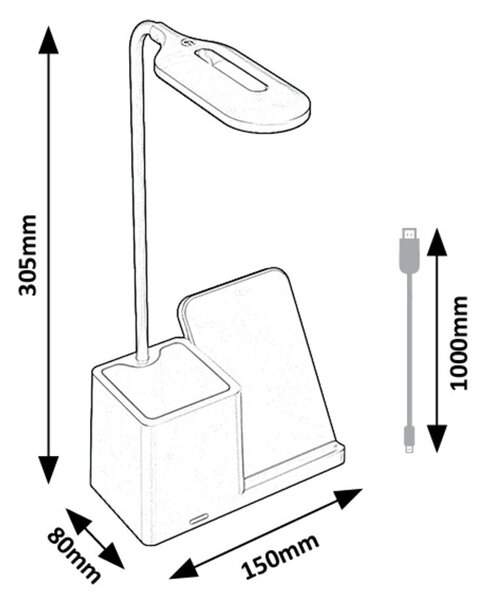 Rabalux CERIE LED Stmievateľná stolná lampa s QI nabíjaním LED/4W/5V 3000/4000/6500K čierna