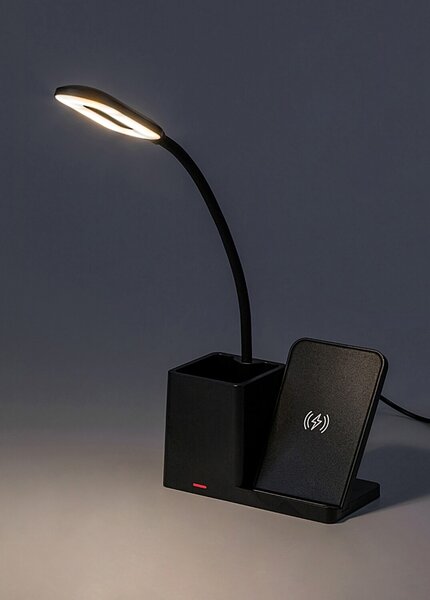 Rabalux CERIE LED Stmievateľná stolná lampa s QI nabíjaním LED/4W/5V 3000/4000/6500K čierna