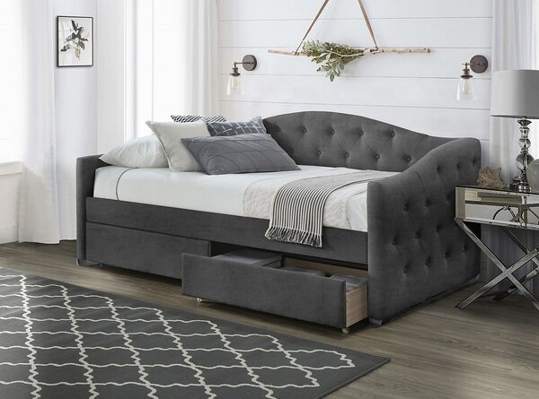Čalúnená posteľ ALOHA so zásuvkam velvet sivá 90x200