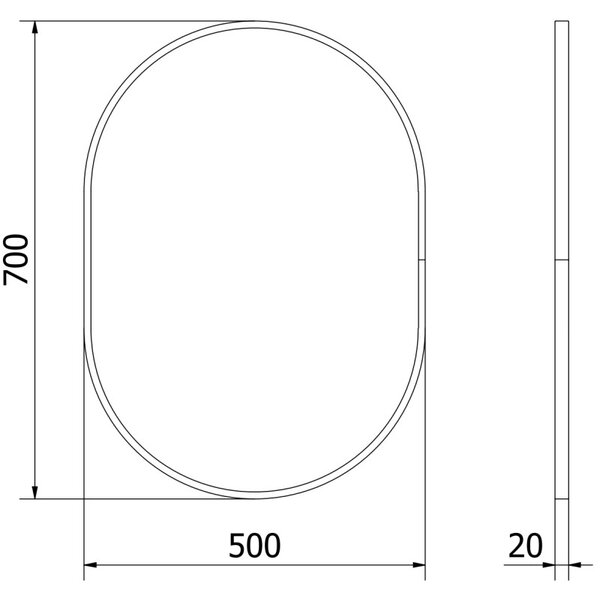 Mexen Loft oválne kúpeľňové zrkadlo 70 x 50 cm, čierny rám - 9851-070-050-000-70
