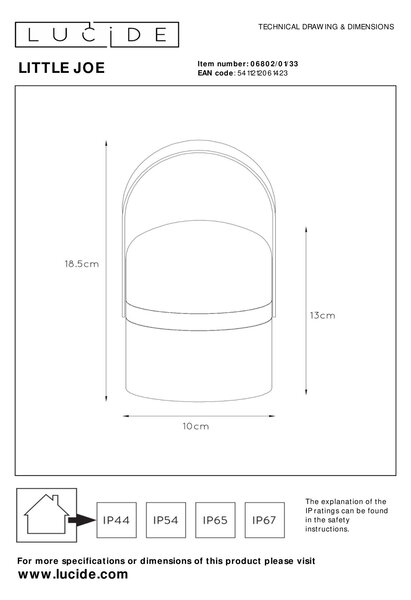 Lucide 06802/01/33 LITTLE JOE exteriérové ​​stolné svietidlo LED 0,3W | 30lm | 2800-3000K | IP44 - biela, prenosné
