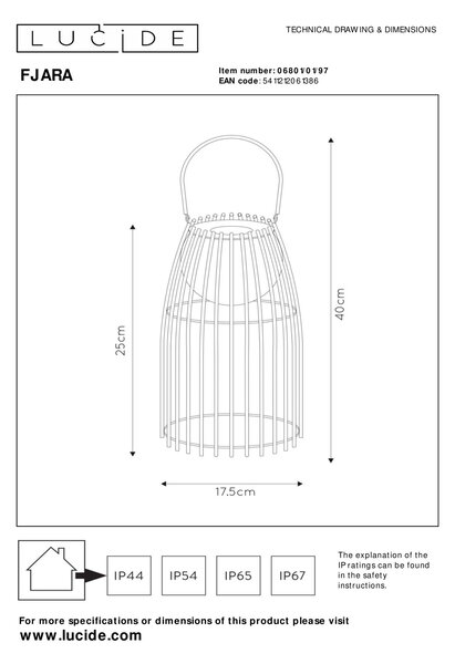 Lucide 06801/01/97 LED vonkajšia stolná lampička Fjara 1x0,3W | 30lm | 2800K | IP44 - hrdzavá, stmievateľná, kovová, nabíjacia