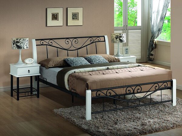 SIGNAL Kovová posteľ PARMA biela/čierna 160X200