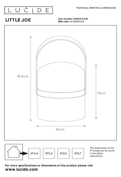 Lucide 06802/01/30 LITTLE JOE exteriérové ​​stolné svietidlo LED 0,3W | 30lm | 2800-3000K | IP44 - biela, prenosné
