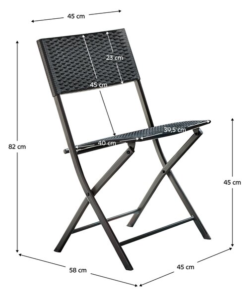 KONDELA Záhradný ratanový set 1+2, čierna, FARUK