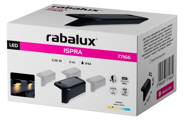 Rabalux ISPRA LED solárna lampa 77166, set 4ks