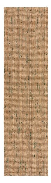 Obojstranný ručne tkaný jutový behúň v zeleno-prírodnej farbe 60x230 cm Jute Boucle Green – Flair Rugs