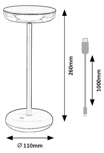 Rabalux KONIN LED stmievateľná nabíjacia vonkajšia lampička 6W/5V IP44 1800 mAh hnedá