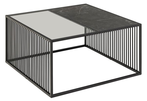 Čierny konferenčný stolík so sklenenou doskou 80x80 cm Strington – Actona