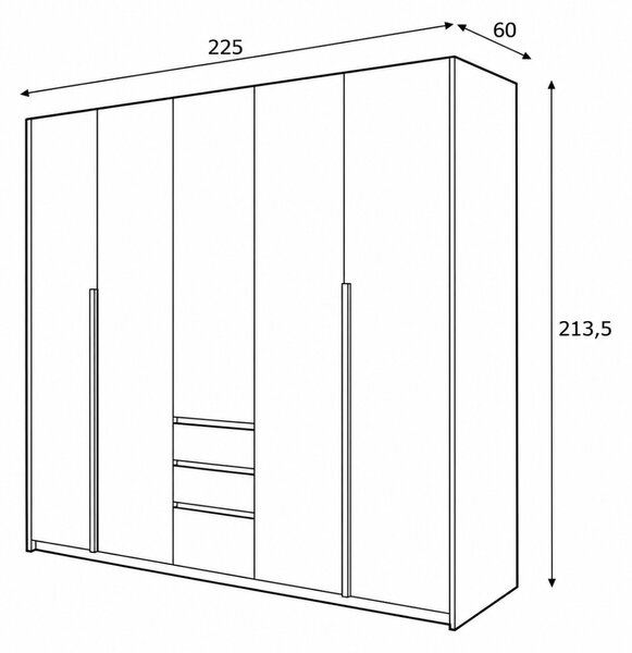 ŠATNÍKOVÁ SKRIŇA VALLEN DUB CRAFT + BIELA 225 cm